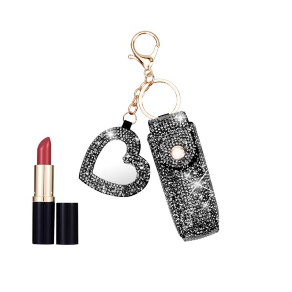 Lipstick Holder Keychain with Mirror